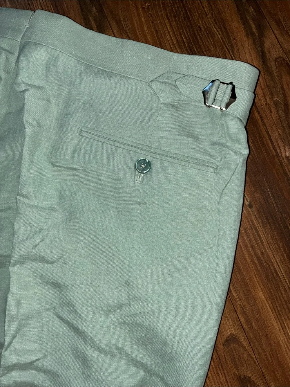 Ralph Lauren Purple Label Mint Green Gregory Hand-Tailored Silk-Linen Trouser
